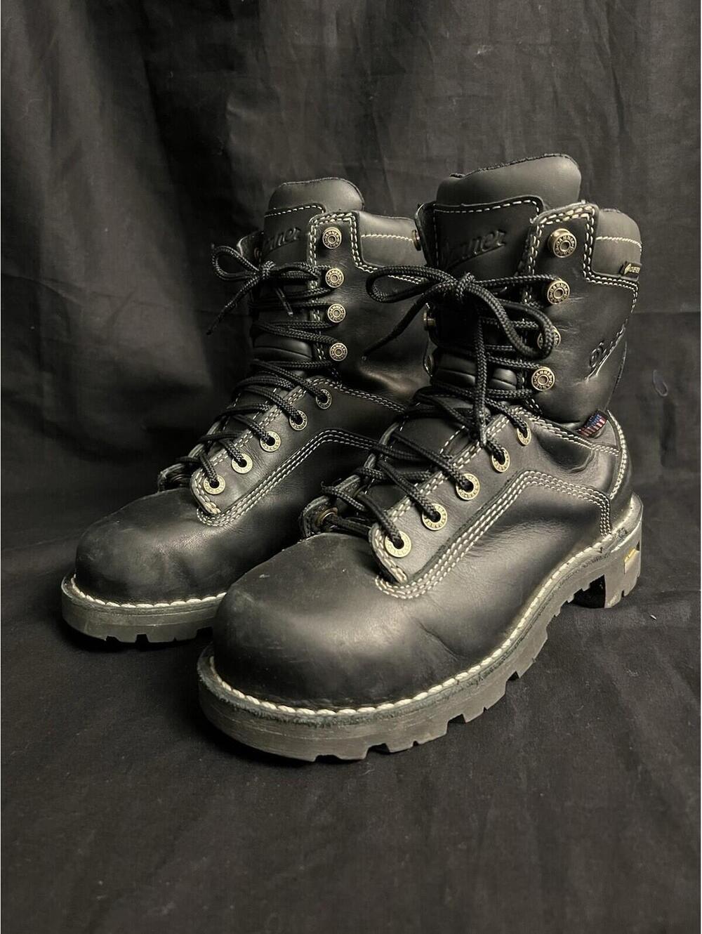 Danner Womens 5.5 Quarry USA 7" Tall Black Alloy Toe Gore-Tex Work Shoes Boots